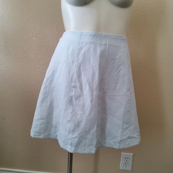 LOFT Dresses & Skirts - Ann Taylor Loft Linen Flare A-Line Mini Skirt Size 14 Blue New